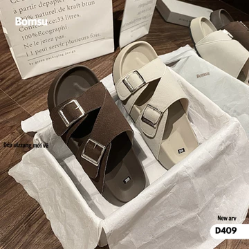 Dép sandal nữ ulzzang quai khuy khoá D bản QCCC - Dép quai hậu nữ quai da mềm thời trang