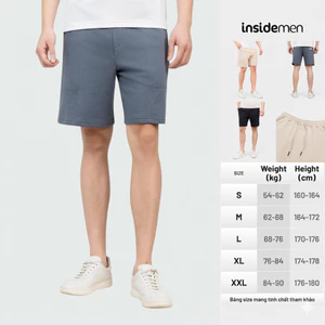 Quần Short Nam Insidemen Regular Fit có túi 2 bên, cạp chun kèm dây rút , 85% cotton co giãn thoải mái ISO238AH0