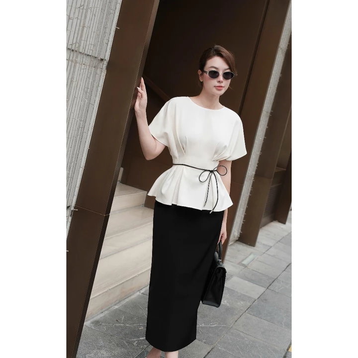 Áo Peplum Tay Dơi Chiết Eo Tôn Dáng Kèm Dây Da MACI MCAATTR0367 Thời Trang Nữ Thiết Kế Độc Quyền