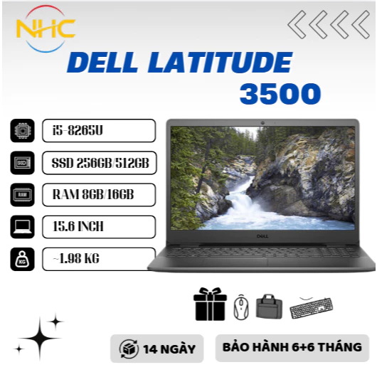 Laptop Giá Rẻ Dell Latitude 3500 Core™ i3 | 8250U | Ram 16G | SSD 512G |MH 15.6 " Pin 2-4h