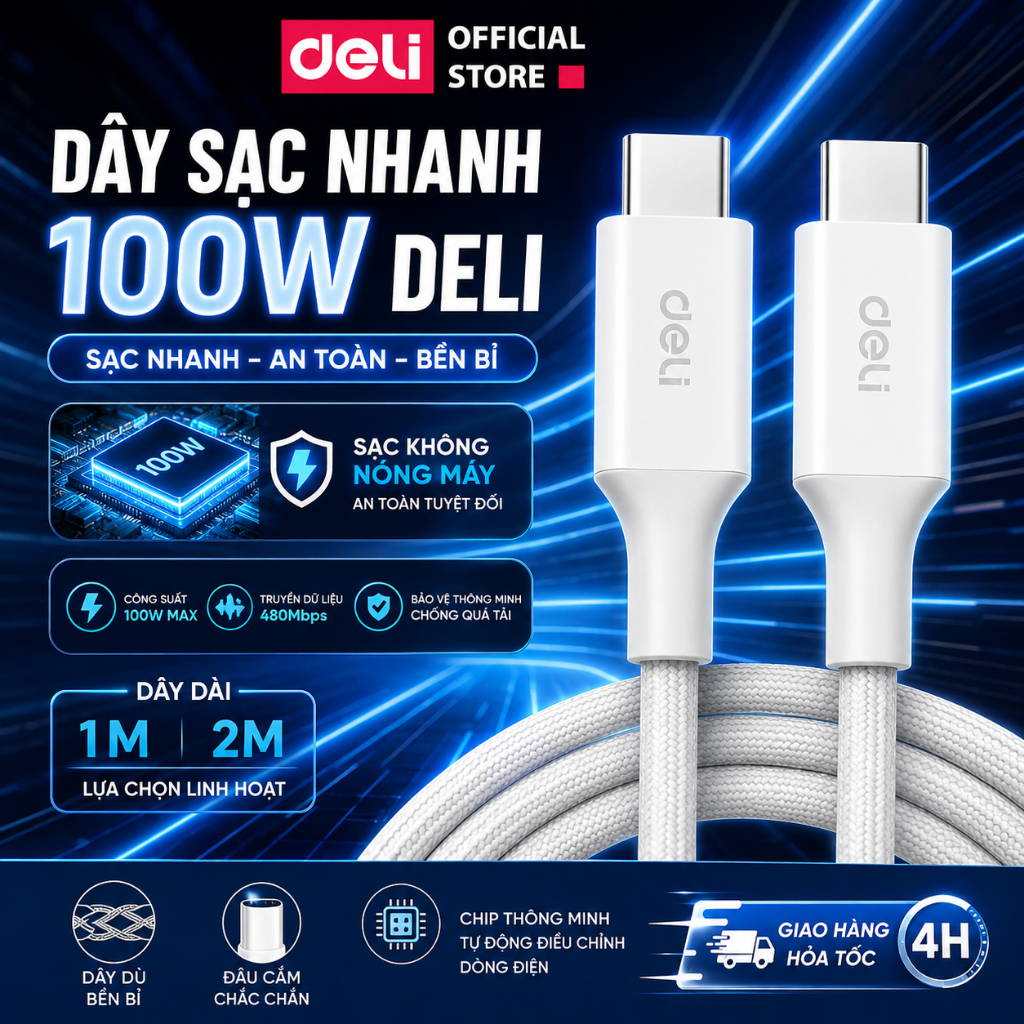 Dây Sạc Nhanh 100W 20V 5A Nylon Bradied C Sang C Cáp Sạc Dành Cho iPhone/Xiao Mi/MacBook/Tai Nghe – ảnh mô tả chi tiết 5