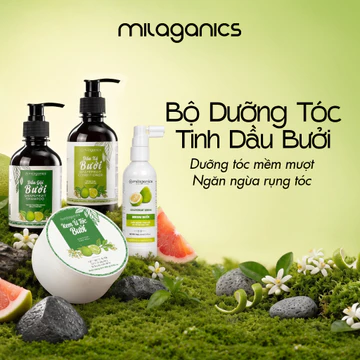 [GIFT] Bộ Chăm Sóc Tóc Tinh Dầu Bưởi MILAGANICS (Dầu Gội, Dầu Xả, Xịt Dưỡng Tóc Giảm Rụng)