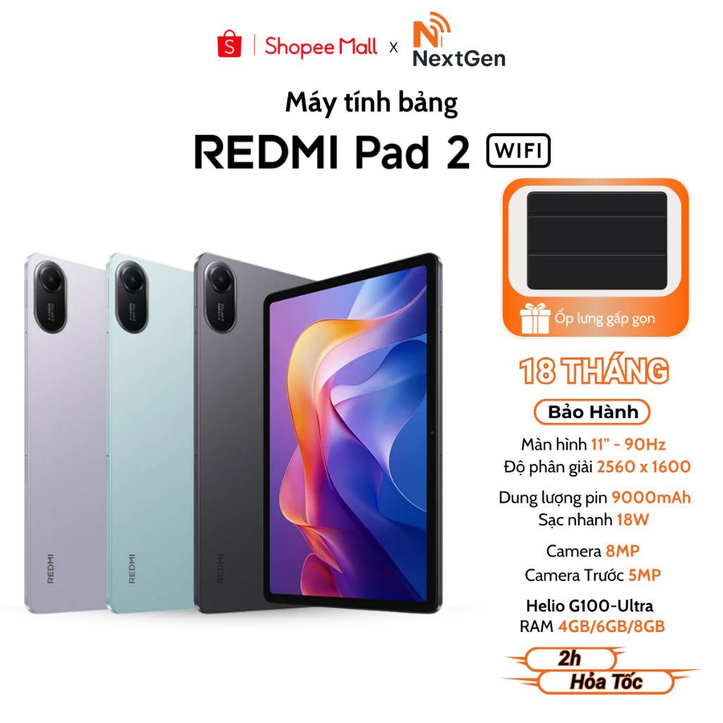 Máy tính bảng Xiaomi Redmi Pad 2 WIFI 4/128GB – 6/128GB – 8/256GB – Hàng chính hãng – Bảo hành 18 tháng