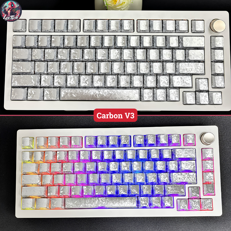 Keycap Carbon | Chất liệu PC Nhám, Cực Bền Bỉ | Profile Cherry 132 Nút | Hoạ tiết vân Carbon độc lạ | BigBuy360 - bigbuy360.vn