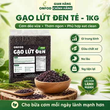 Gạo lứt đen Điện Biên ONFOD 1kg, Gạo lứt giảm cân ,dễ nấu, không cần ngâm, phù hợp ăn kiêng, giảm cân,ăn healthy tập GYM