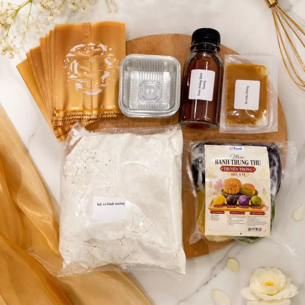 Set Nguyên Liệu Làm Bánh Trung Thu Nướng Mini Mix 4 Vị Thành Phẩm 12 Chiếc 50gr - Nhà 6SFOOD