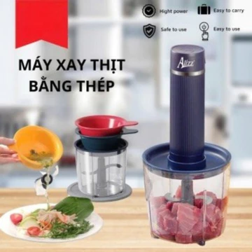 Máy Xay Mini Đa Năng Alizz 4 Cối, Máy Xay Thịt Xay Tỏi Ớt Gia Vị Rau Củ, Máy Xay Thực Phẩm Cầm Tay 800ml