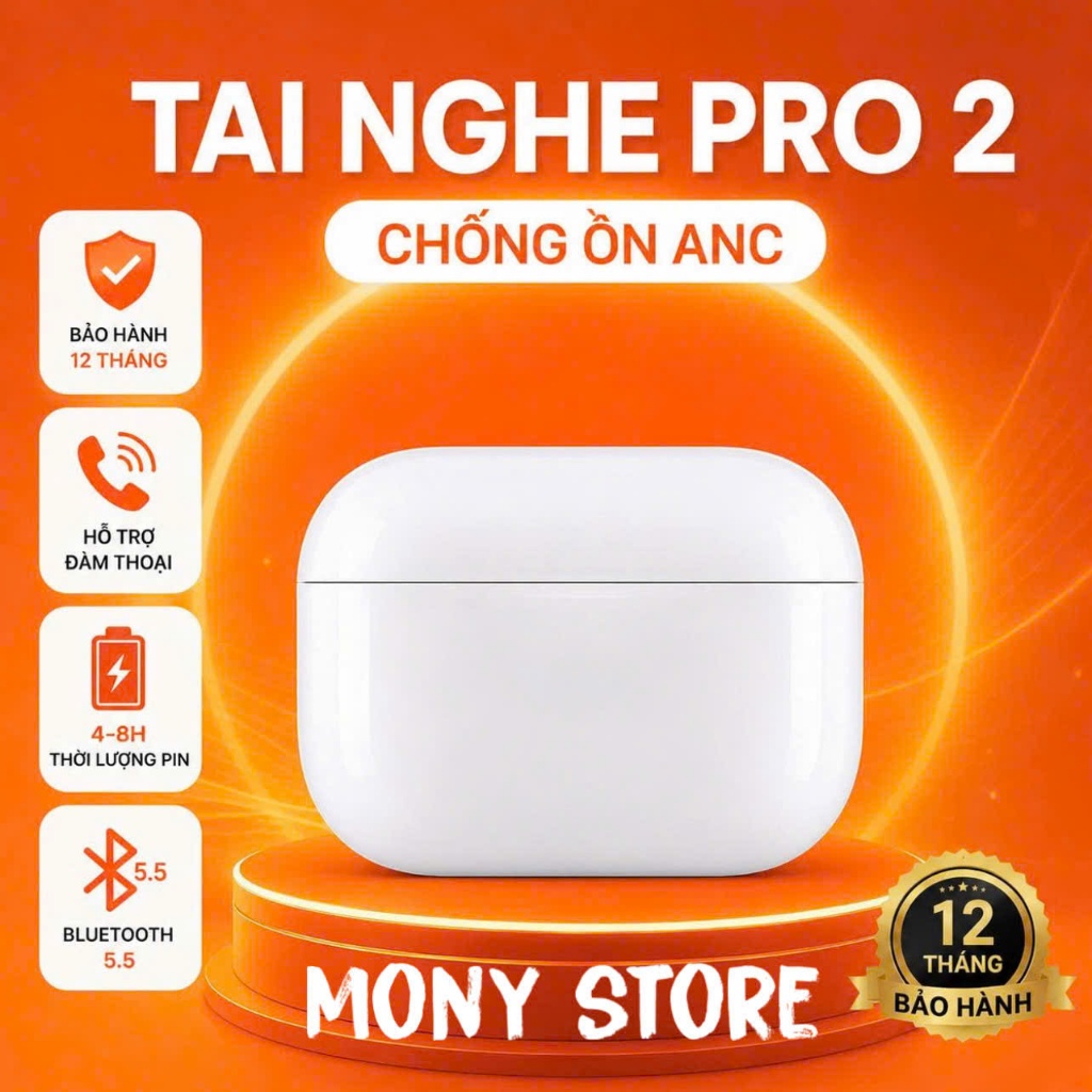 Tai Nghe Bluetooth PRO.2 8H l Chip Jerry 6973 l Main đỏ XRX l Bass Mạnh l Bản Full Có Sạc Không Dây l King Case | BigBuy360 - bigbuy360.vn