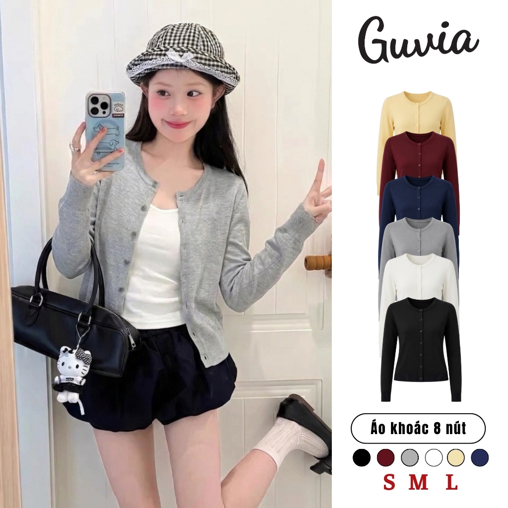 [MỞ BÁN] Áo Khoác Cardigan Trơn Nữ Tay Dài Có 8 Nút Basic Premium, Áo Khoác Mỏng Dáng Dài  Borip Mềm Mịn Đẹp GUVIA AK08 | BigBuy360 - bigbuy360.vn