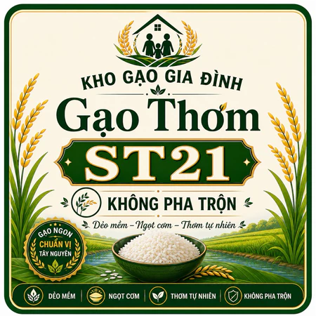 5Kg Gạo ST21 Long Lài – Gạo Thơm Dẻo, Hạt Dài Đẹp, Cơm Ngọt Tự Nhiên | Gạo Sạch Chất Lượng Cao