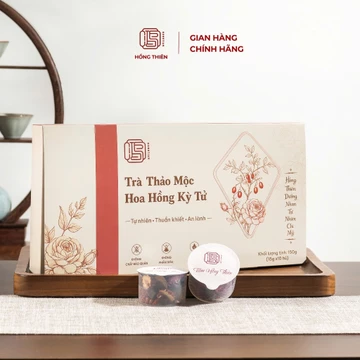 TRÀ THẢO MỘC HOA HỒNG KỶ TỬ HỒNG THIÊN Trà Hoa Hồng Kỷ Tử Hồng Thiên 150g Trà Thảo Mộc Thiên Nhiên 10 hũ x 15g