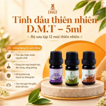 Tinh dầu thiên nhiên nguyên chất DMT 5ml, Tinh dầu xông phòng, tinh dầu treo 12 mùi hương