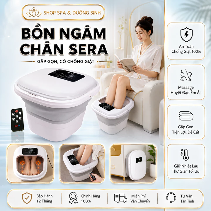 ( Có Chống Giật - Tặng gói ngâm chân ) Bồn Ngâm Chân Gấp Gọn. Bồn Sera Cao Cấp. Massage Chân. Chăm Sóc Sức Khỏe