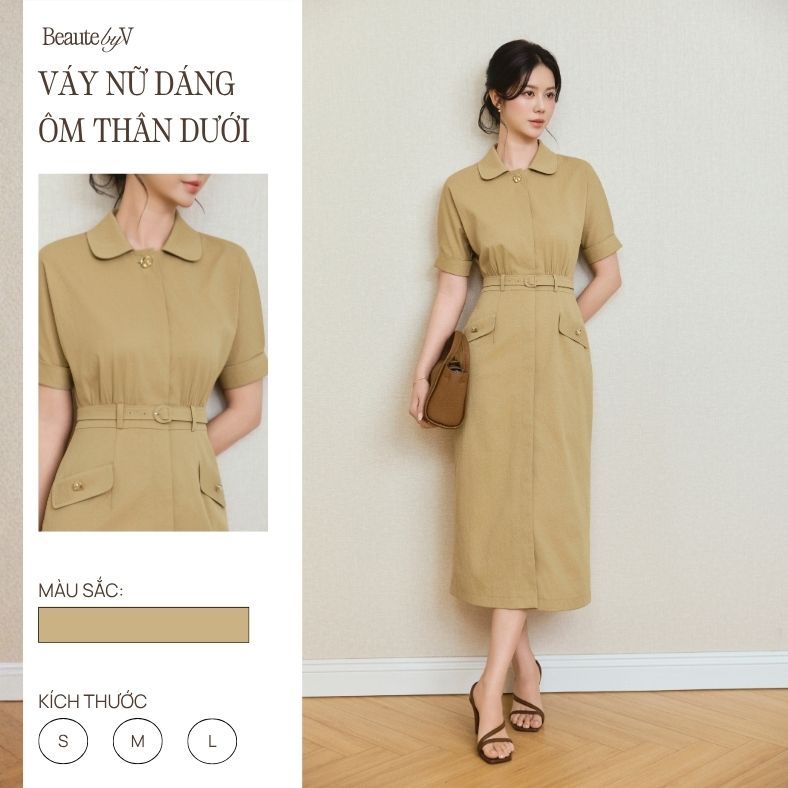 Váy nữ dáng dài thân dưới form bút chì thanh lịch tôn dáng Avie BEAUTEBYV công sở cao cấp