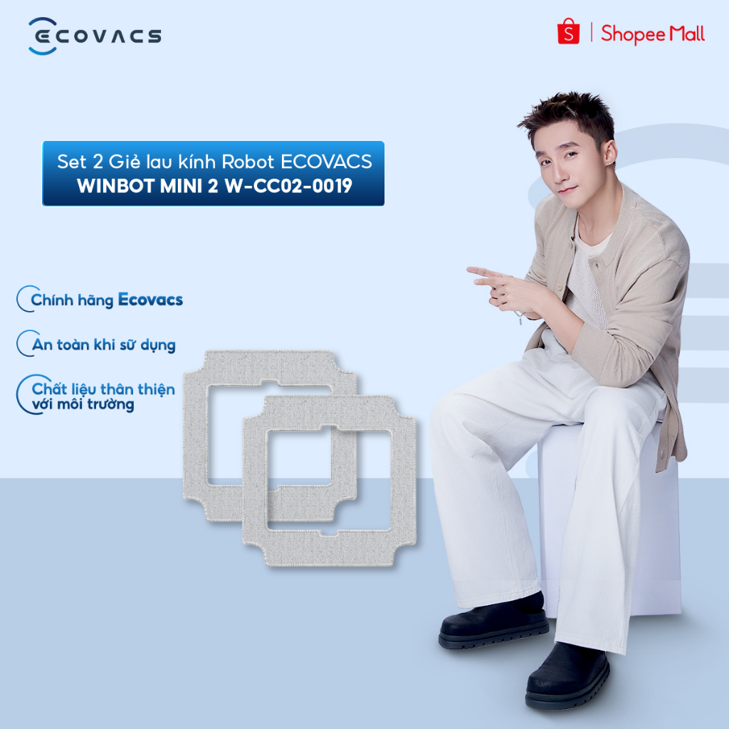 Set 2 giẻ lau kính Ecovacs Winbot mini 2