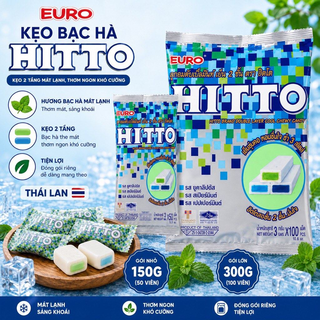 Kẹo Hitto Bạc Hà Thái Lan Gói 100 viên (280g) - Thái Lan