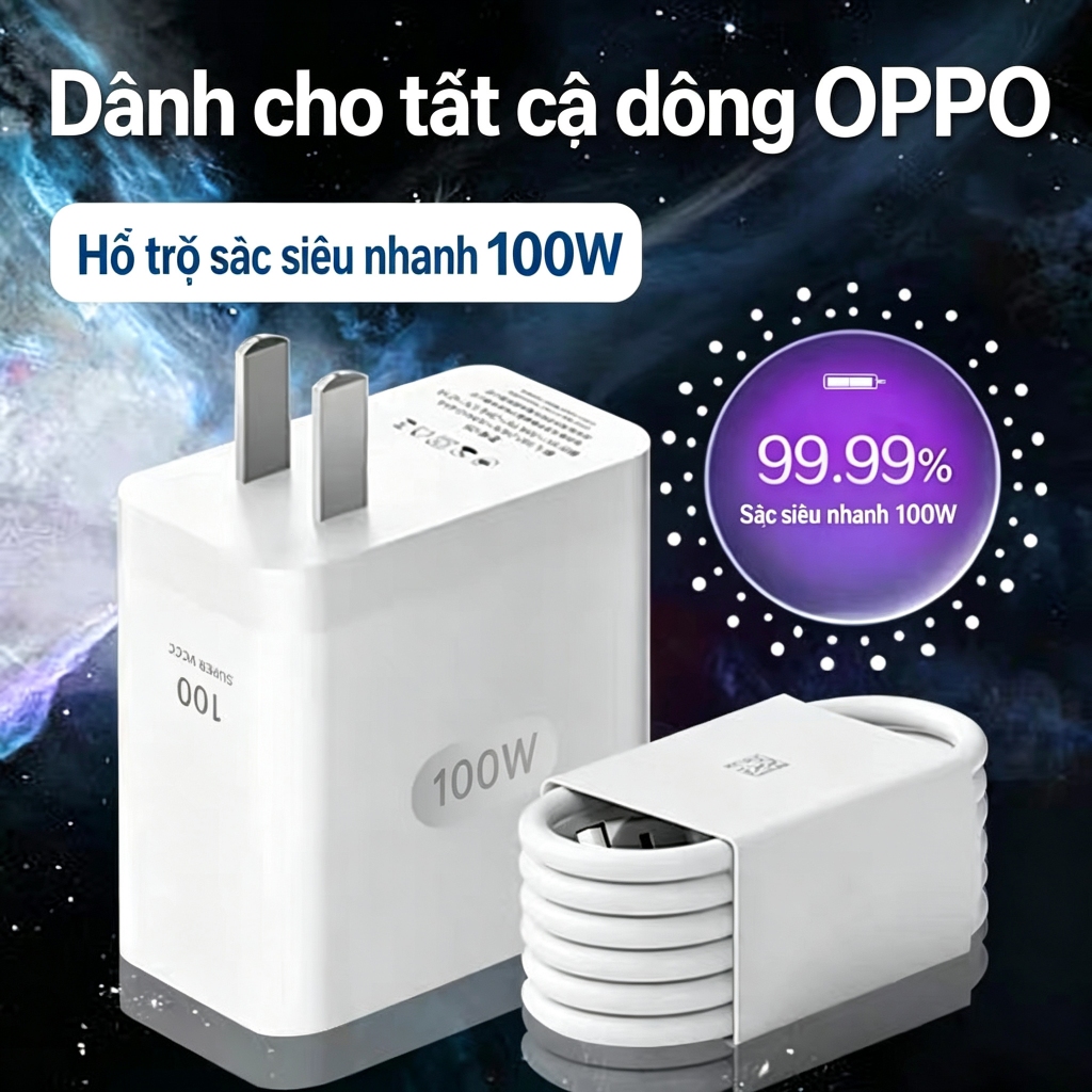Sạc Nhanh 100W Tương Thích OPPO SUPERVOOC USB Cho Find X8 Find X7 Find X6 Reno13 Reno12 Reno11 Reno10 Ace3 K12