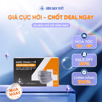 Khẩu trang Bông Bạch Tuyết than hoạt tính (50 cái/hộp)