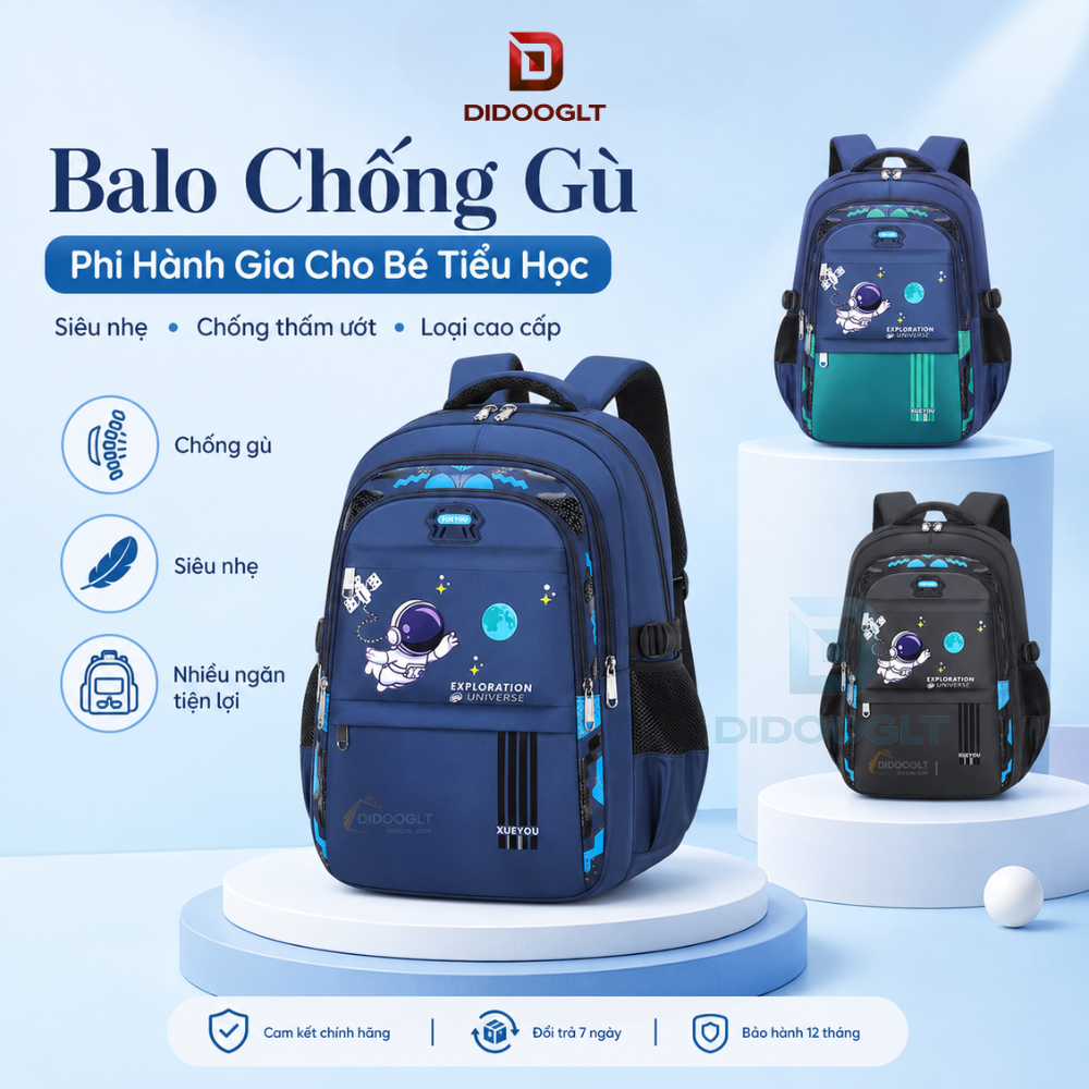 Balo Chống Gù - Balo Đi Học Phi Hành Gia Cho Bé Tiểu Học Cao Cấp Siêu Nhẹ Chống Thấm Ướt - Didooglt