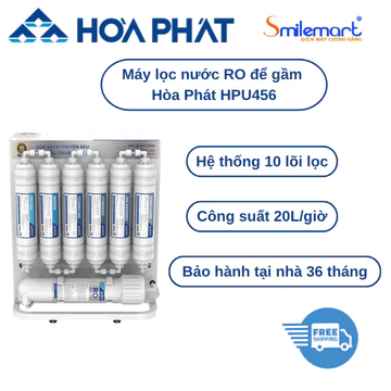 Máy lọc nước RO để gầm Hòa Phát HPU456 - Báo hành 36 tháng - Miễn phí lắp đặt+Tặng 01 dụng cụ mở lõi lọc.