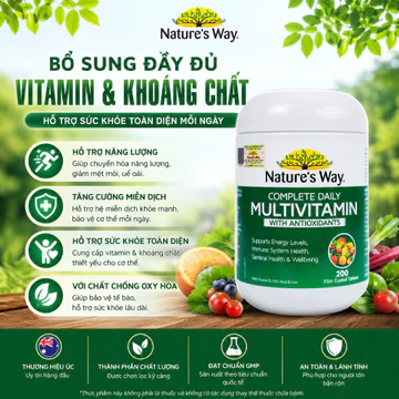 Vitamin Tổng Hợp Nature’s Way Complete Daily Multivitamin 250 Viên, Bổ Sung Vitamin & Khoáng Chất Hỗ Trợ Sức Khỏe Tổng T