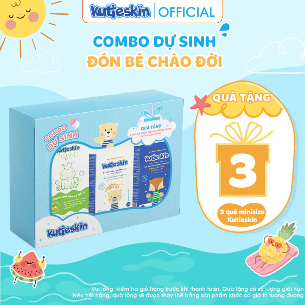 Combo Dự Sinh New Kutieskin - bộ sản phẩm tắm gội và dưỡng da cho bé