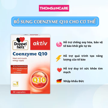 Coenzyme Q10 Doppelherz hỗ trợ chống oxy hóa, giảm mệt mỏi, bổ tim mạch - Hộp 30 viên Aktiv Đức