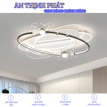 Quạt đèn ốp trần không cánh An Thịnh Phát 919 - Đèn quạt ốp 1m1 x 70cm xoay đảo 180 độ dành cho chung cư trần nhà thấp