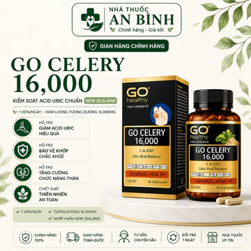 Viên Gút GO Celery Go Healthy hỗ trợ giảm uric acid và giảm triệu chứng sưng đau do Gút