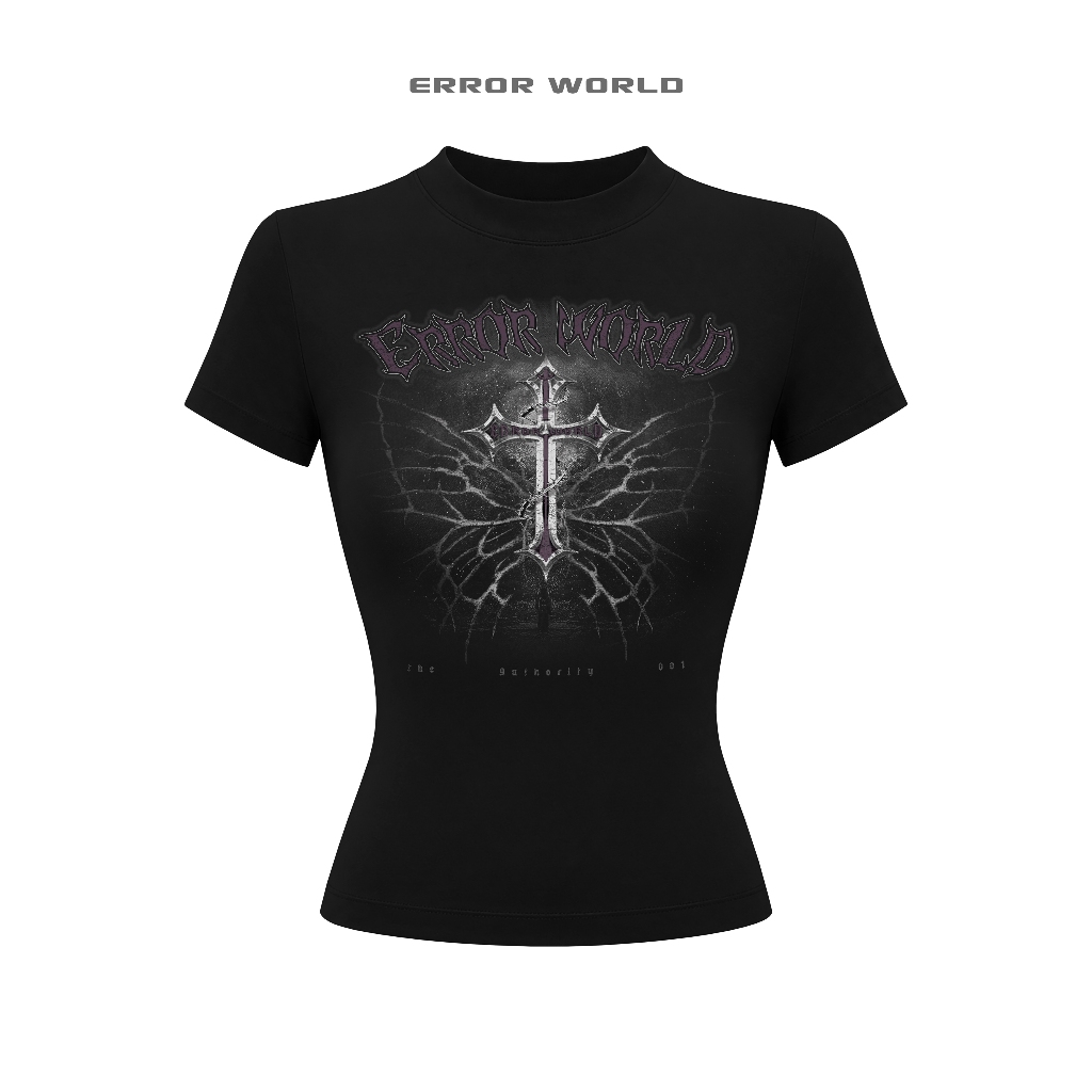 Áo thun Baby tee ôm body dáng dài ERROR WORLD  - AUTHORITY/ Black | BigBuy360 - bigbuy360.vn