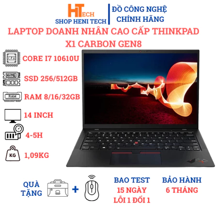 Laptop Doanh Nhân Cao Cấp Lenovo Thinkpad X1 Carbon Gen 8 cấu hình chip Core i7 10610U, Ram 16Gb, SSD 512GB
