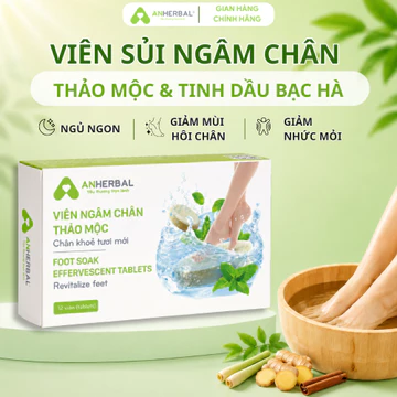 [12 viên] Viên sủi thảo dược ngâm chân ANHERBAL Chân Khỏe Tươi Mới, muối ngâm chân hỗ trợ đào thải độc tố, giảm đau nhức