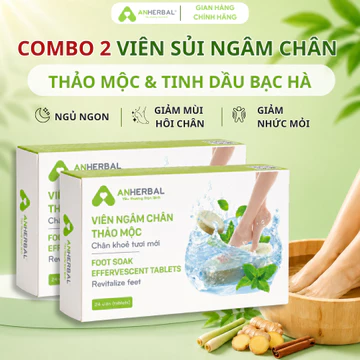 [48 viên] Combo 2 hộp viên sủi thảo dược ngâm chân ANHERBAL, Muối ngâm chân hỗ trợ đào thải độc tố, giảm đau nhức mỏi