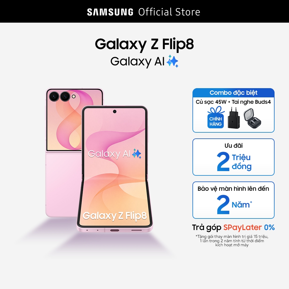 Combo Samsung Galaxy Z Flip8 kèm Buds4 và sạc 45W