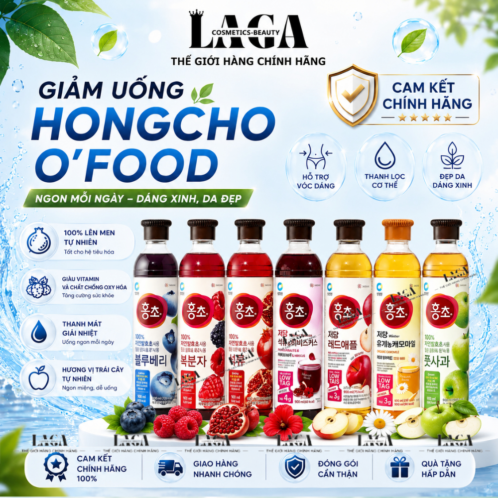 Giấm uống lựu đỏ, mâm xôi Hàn Quốc HongCho O’food chính hãng ,detox