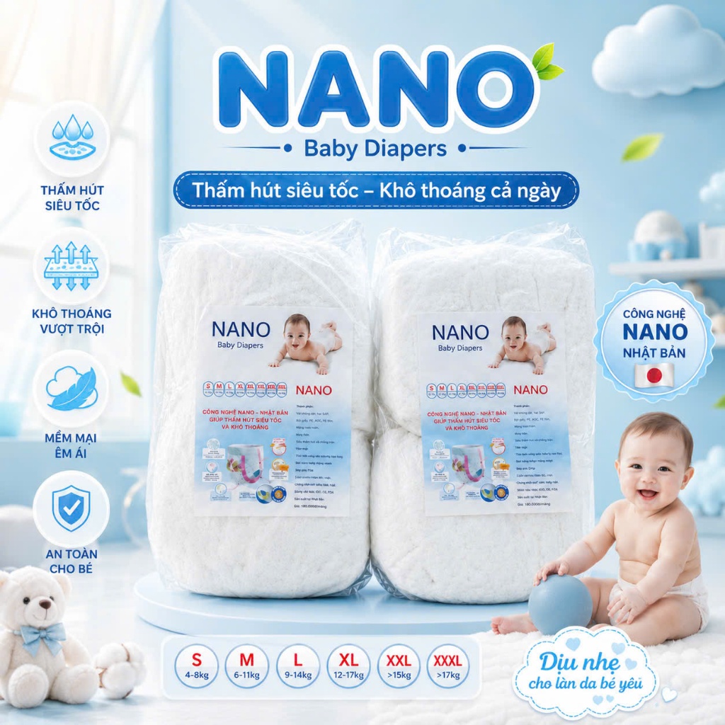 [Combo 50/100 miếng] Bỉm Quần/tã Dán-XIONGXIONGKU-bản nâng cấp thấm hút tốt đủ size S/M/L/XL/2XL/3XL