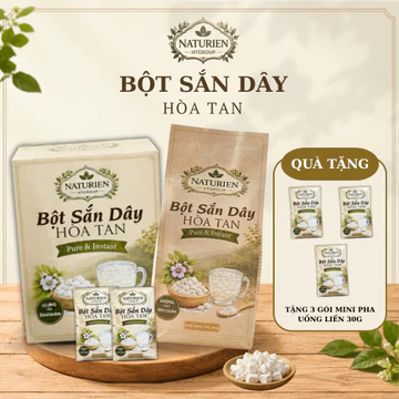 Combo Bột Sắn Dây Naturien 500G & Bột Sắn Dây Hòa Tan Chia Túi 300G, Bột Sắn Dây Nguyên Chất Thanh Mát Đẹp Da