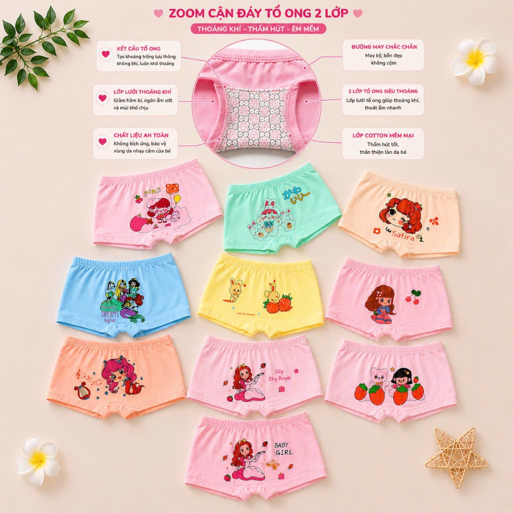 Combo 5-10 Quần Chíp đùi quảng châu bé gái 4-50kg quần Chíp bé gái, quần ngắn mặc trong váy bé gái