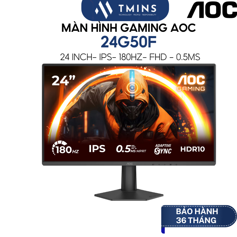 Màn hình Gaming AOC 24G50F (24 inch- IPS- 180Hz OC- FHD - 0.5MS) - Hàng chính hãng