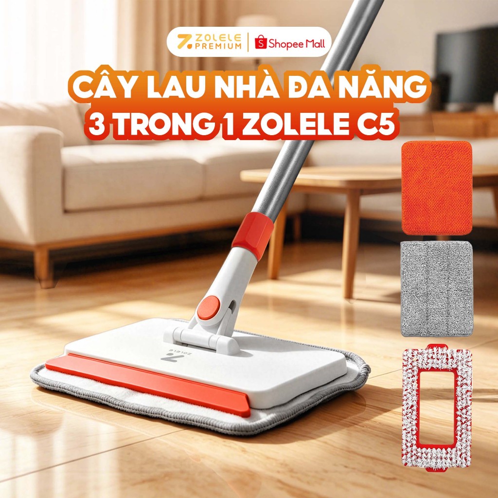 Cây lau nhà đa năng 3 trong 1 C5 Zolele vừa lau nhà vừa chà rửa sàn làm sạch mọi ngóc ngách | BigBuy360 - bigbuy360.vn
