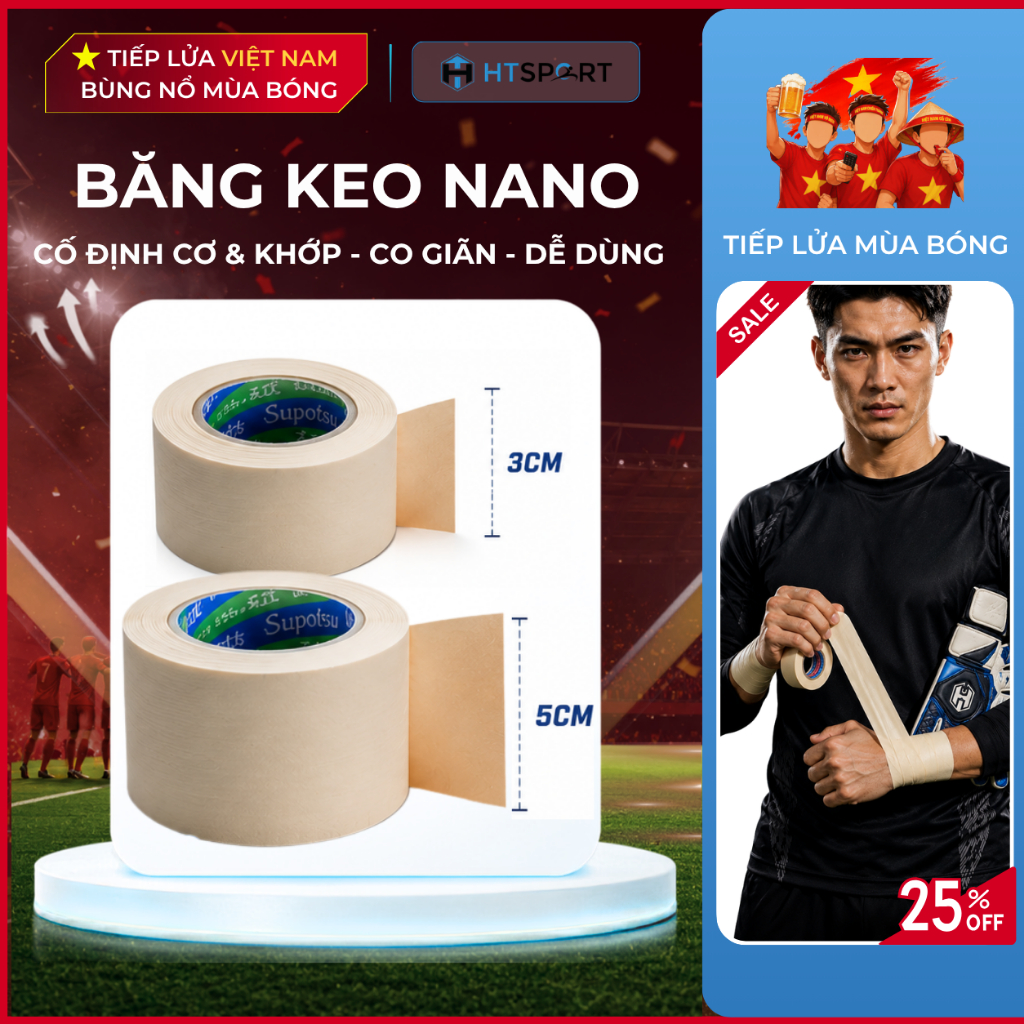 Băng Keo Thể Thao Nano Quấn Cơ Đá Bóng Tránh Chấn Thương Bảo Vệ Cổ Tay Chân Đầu Gối Tenis Cầu Lông