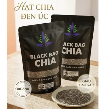 Hạt Chia Đen Úc Black Bag Chia 500g - Hạt Chia Nguyên Hạt, Organic, Dùng Pha Nước, Sữa Chua, Sinh Tố