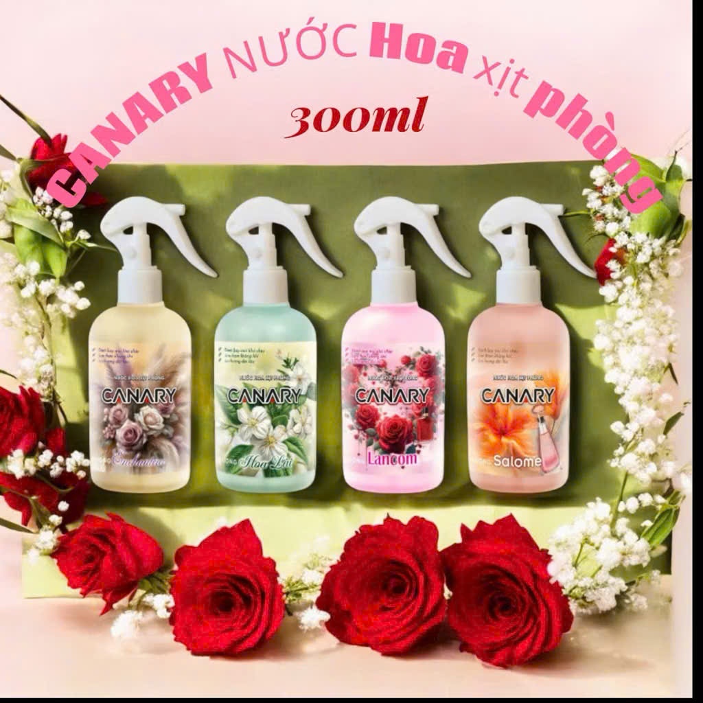 COMBO 4 CHAI XỊT PHÒNG CANARY HƯƠNG NƯỚC HOA THƠM NGÁT DÀI LÂU-300ml/CHAI, KHỬ MÙI