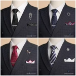 Bộ phụ kiện vest 5 món cao cấp cho nam - Cà vạt lụa tơ tằm, khăn, kẹp, ghim, măng sét - Thomas Nguyen — ảnh 7