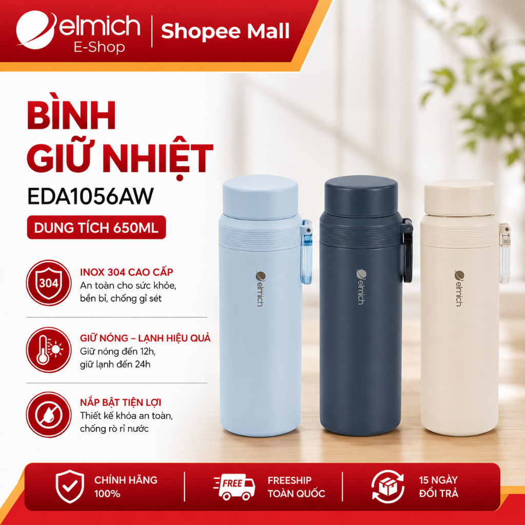 Bình giữ nhiệt inox 304 Elmich EDA1056AW dung tích 650ml | BigBuy360 - bigbuy360.vn