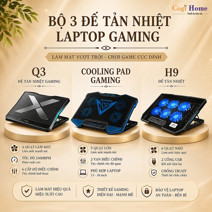 Đế Tản Nhiệt Laptop Giá Đỡ Quạt Tản Nhiệt Làm Mát Máy Tính