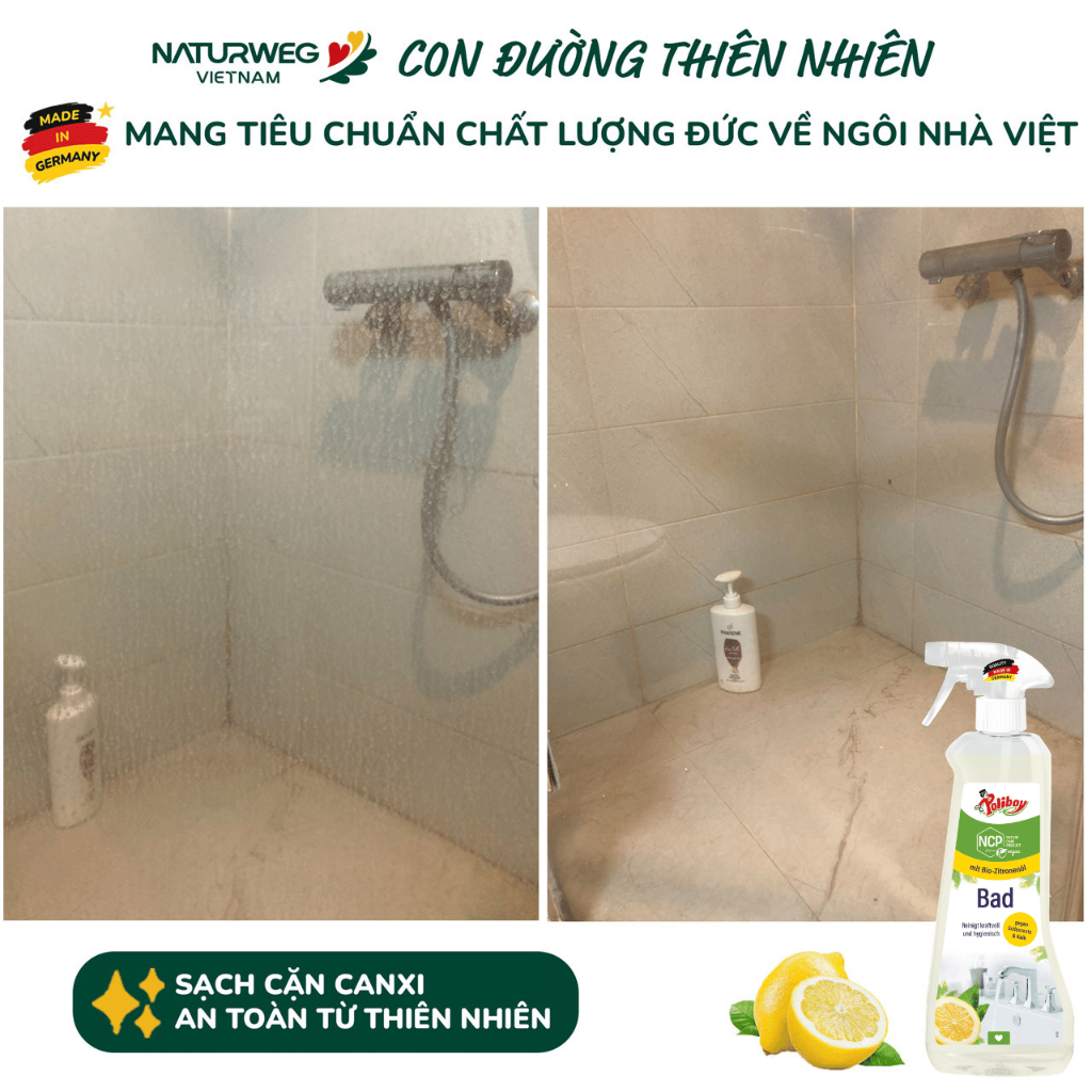 Xịt Tẩy Cặn Canxi Poliboy Nội Địa Đức - Hữu Cơ, Vệ Sinh Nhà Tắm, Sạch Vách Kính, Vòi Inox 500ml | BigBuy360 - bigbuy360.vn