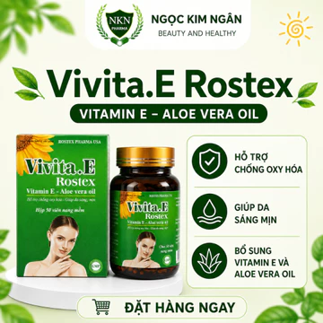 Vivita.E Rostex Vitamin E – Aloe Vera Oil - Hỗ trợ chống oxy hóa, giúp da sáng mịn, bổ sung Vitamin E