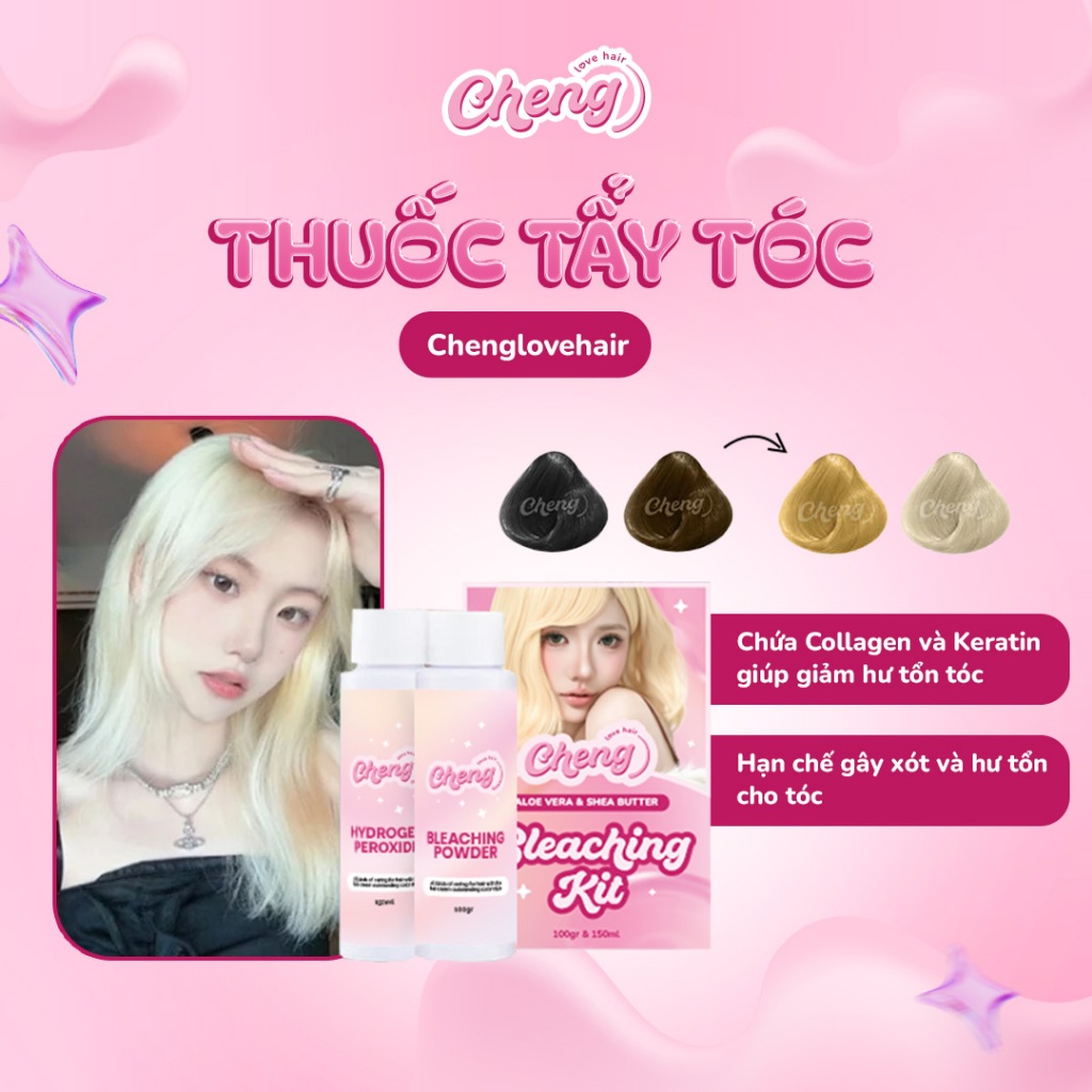 Thuốc Tẩy Tóc CHENGLOVEHAIR Bleaching Powder Collagen & Keratin Tẩy Cực Êm, Lên Cực Chuẩn | Chenglovehairs