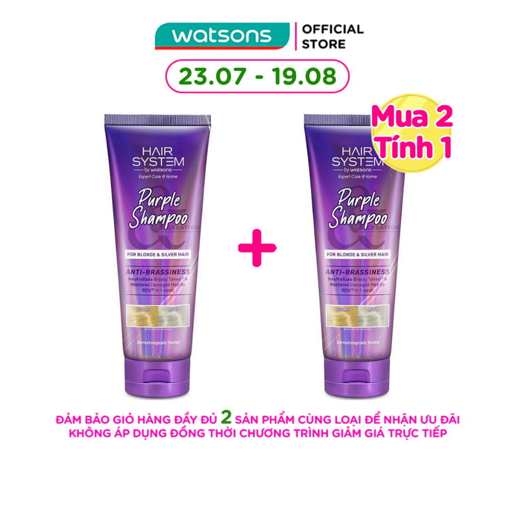 Dầu Gội Hair System By Watsons Tím Giữ Màu Tóc Nhuộm 250ml